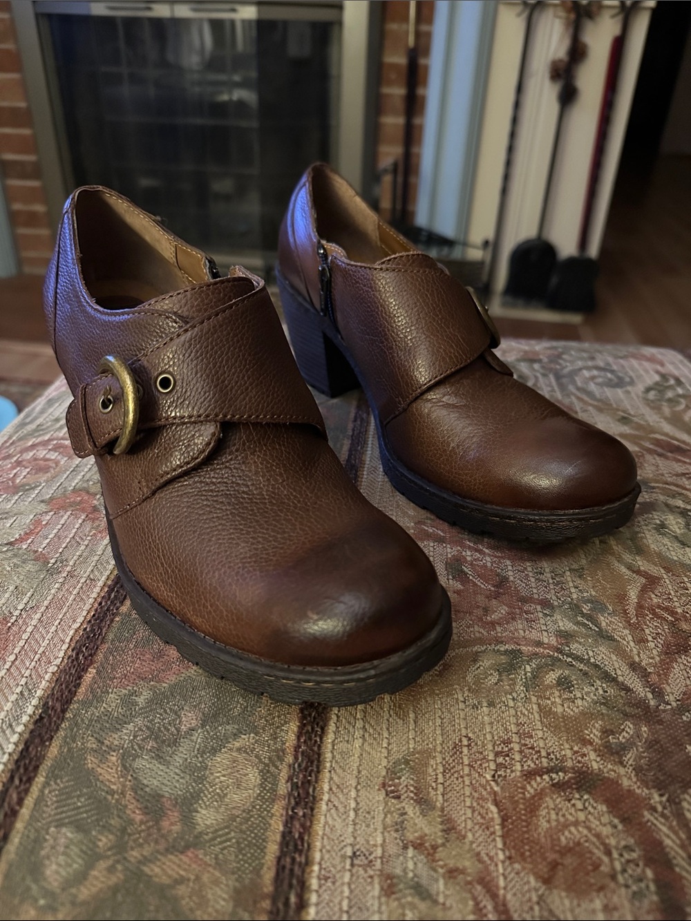 boc Brown Leather Buckle Heeled Ankle Boots 11